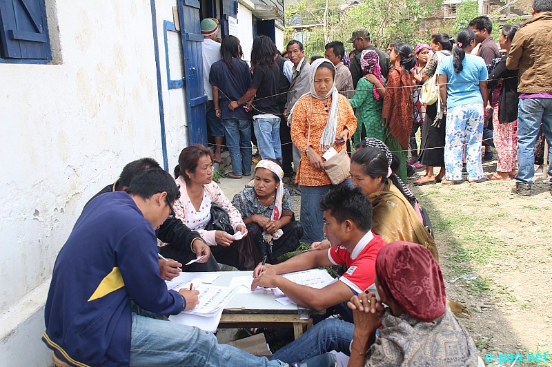 Polling in Outer Manipur Parliamentary Constituency at Kanglatombi , Kangpokpi, Senapati  :: April 09 2014