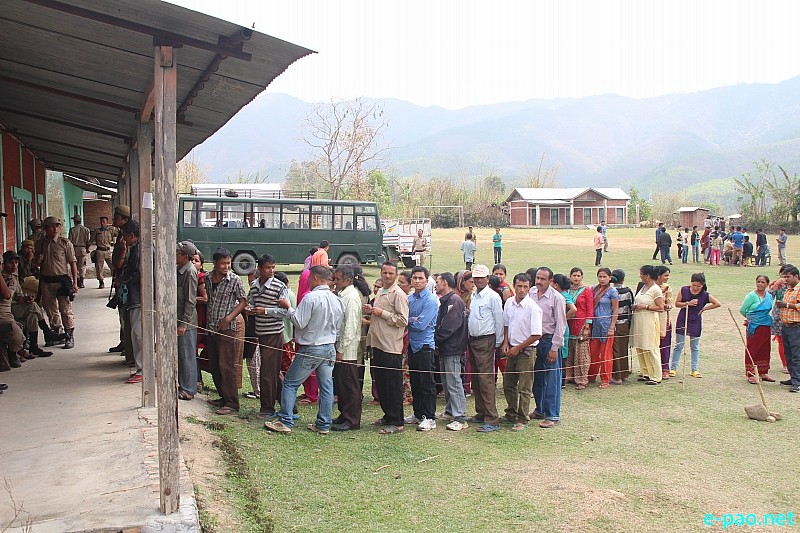 Polling in Outer Manipur Parliamentary Constituency at Kanglatombi , Kangpokpi, Senapati  :: April 09 2014