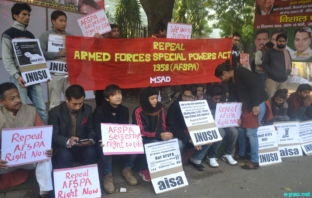 Protest demonstration demanding repeal of AFSPA 1958 at Jantar Mantar, New Delhi on  22nd December 2014