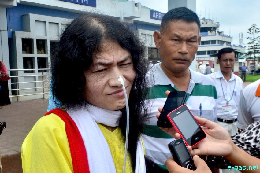 Irom Sharmila arriving at Imphal Airport after court appearance at Delhi :: 29 May 2014