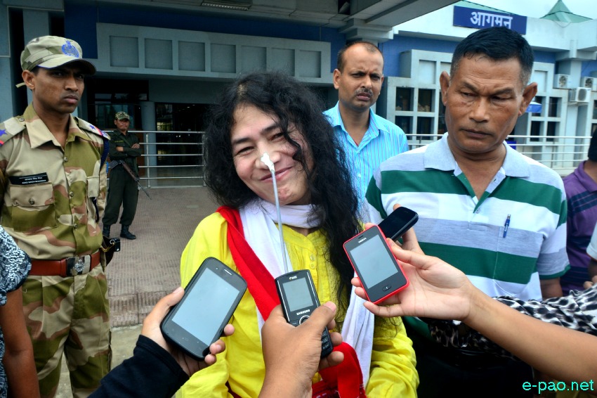 Irom Sharmila arriving at Imphal Airport after court appearance at Delhi :: 29 May 2014