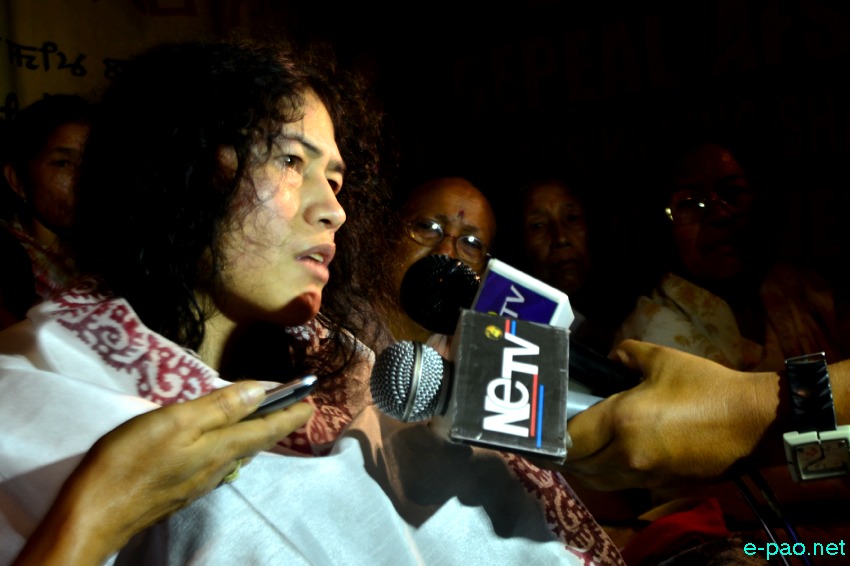 Irom Sharmila Freed from judicial custody and continues fast at Porompat :: 20 August 2014