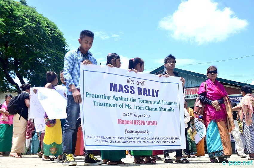 Mass Rally and public Meeting demanding 'Repeal AFSPA' and 'Save Irom Sharmila' at Wangkhei Keithel :: August 26 2014