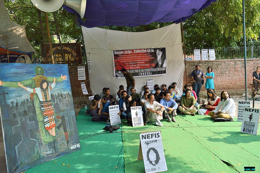 Delhi :: 12-hour hunger strikes and sit-ins to mark 15th year of Irom Sharmila's struggle against AFSPA :: 2 November 2015