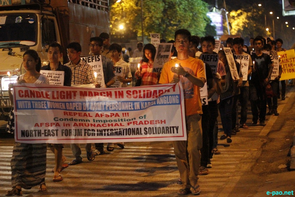A Candle march (for AFSPA repeal) at Delhi in solidarity with 3 women raped by army personnel :: 14 Apr 2015