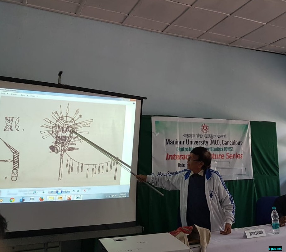  >Mutua Bahadur  speaking at Interactive Lecture series on  15 January 2019, at CMS, Library Hall, Manipur University 