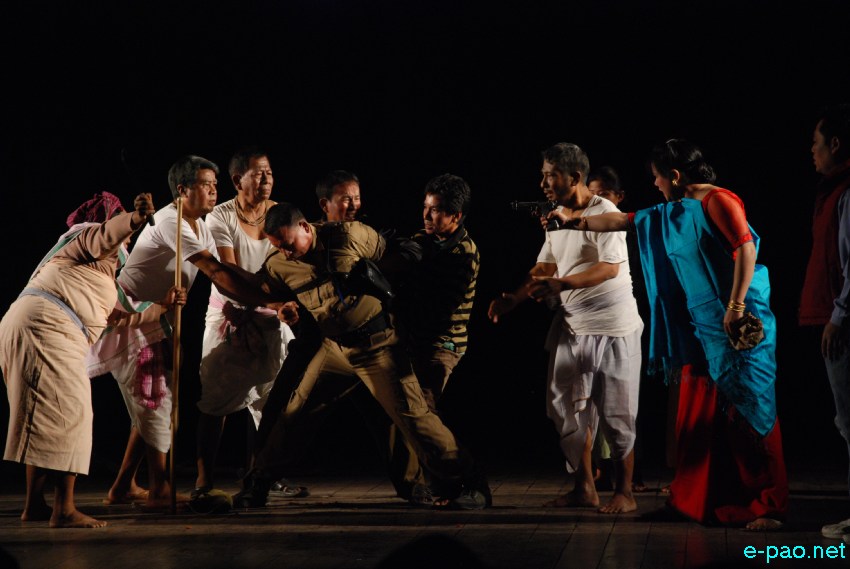 A scene from 'Eshing Eshing' (Water Water) played at JN Manipur Dance Academy on 5th January 2014