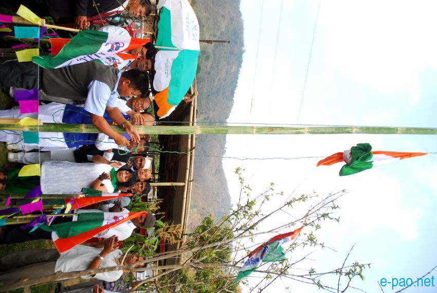 Flag hoisting ceremony for Kim Gangte, candidate of All India Trinamool Congress :: 28 March 2014