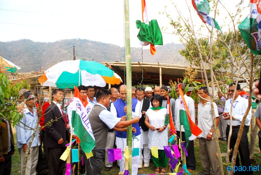 Flag hoisting ceremony for Kim Gangte, candidate of All India Trinamool Congress :: 28 March 2014