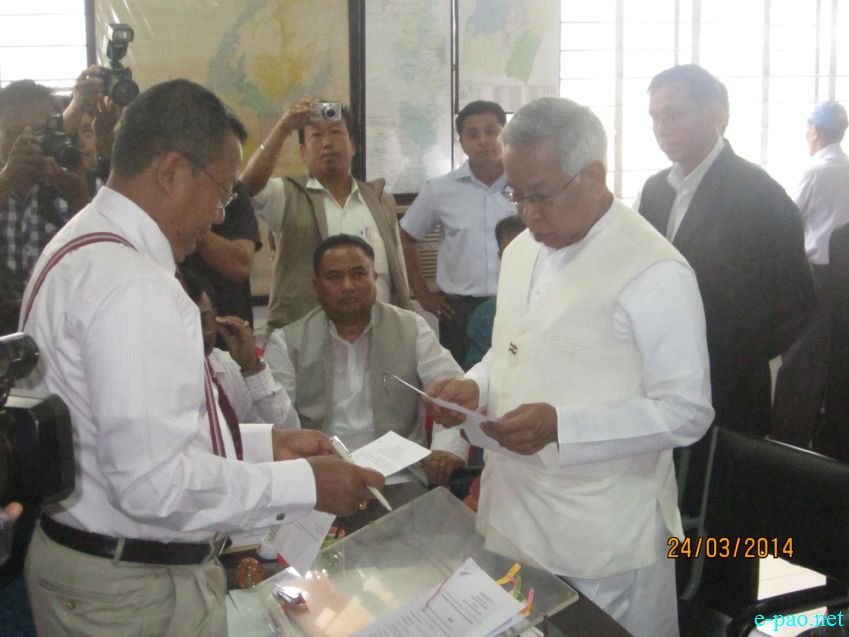 Nomination papers filing to Returning Officer of Inner Manipur Parliamentary Constituency at DC, Imphal West :: 24 March 2014