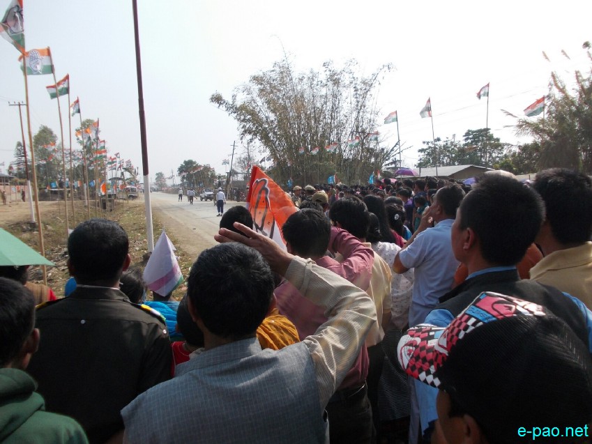 AICC vice president Rahul Gandhi at a public meeting at Wangjing Kodompokpi , Manipur :: 19 March 2014
