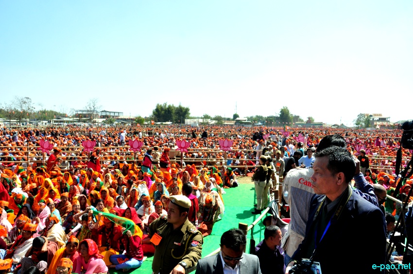 Prime Minister Narendra Modi addressing an election rally at Langjing Achouba ground ::  25th February 2017