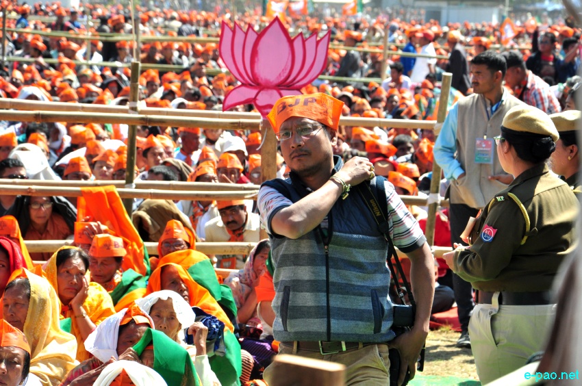 Prime Minister Narendra Modi addressing an election rally at Langjing Achouba ground ::  25th February 2017