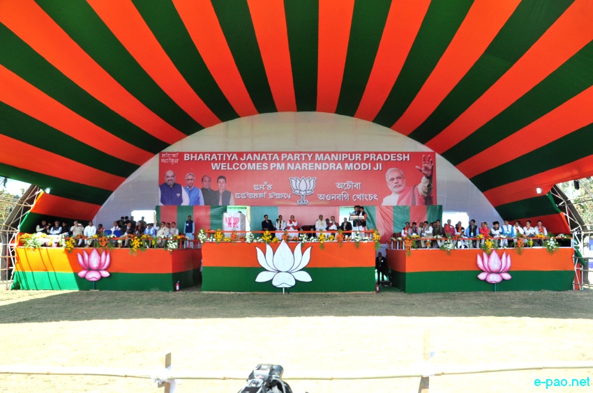 Prime Minister Narendra Modi addressing an election rally at Langjing Achouba ground ::  25th February 2017