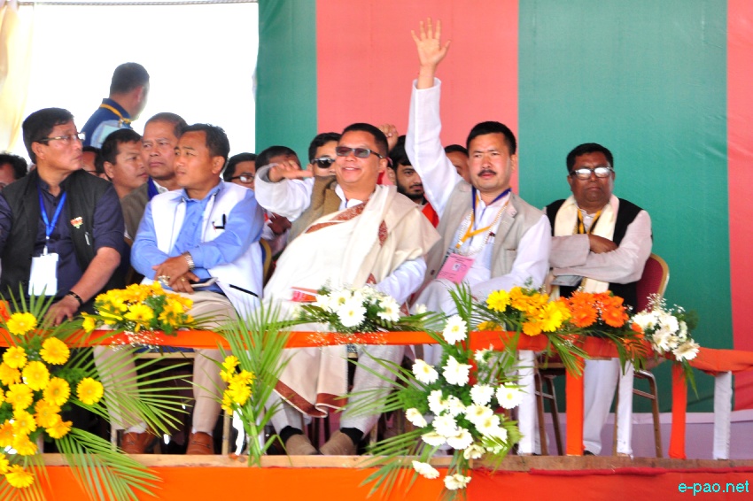 Prime Minister Narendra Modi addressing an election rally at Langjing Achouba ground ::  25th February 2017