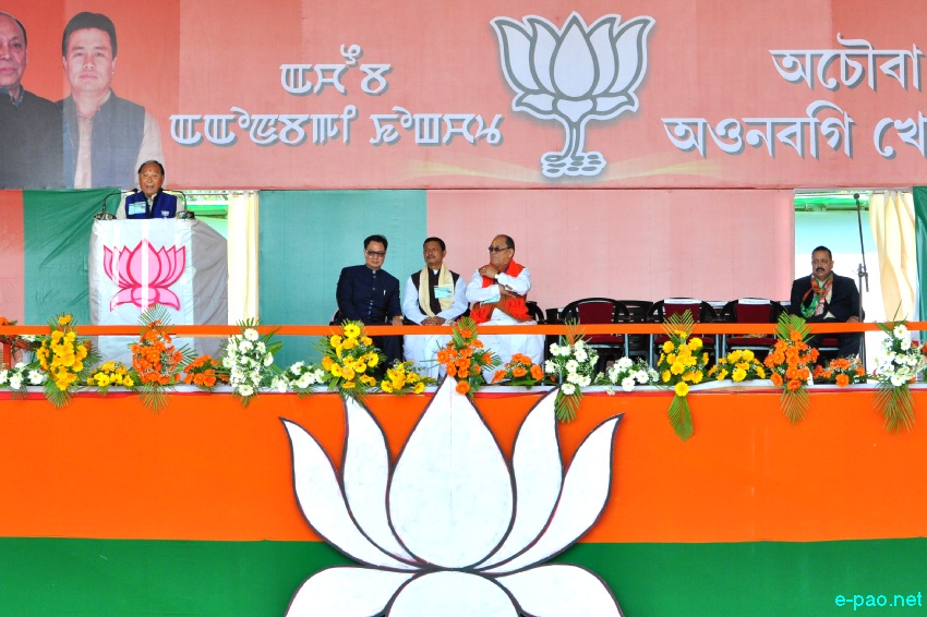 Prime Minister Narendra Modi addressing an election rally at Langjing Achouba ground ::  25th February 2017 