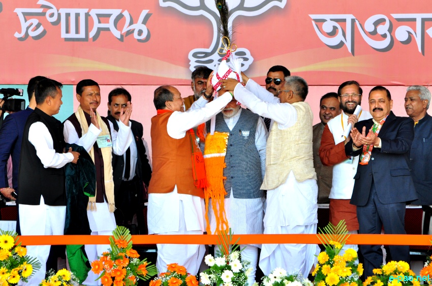 Prime Minister Narendra Modi addressing an election rally at Langjing Achouba ground ::  25th February 2017