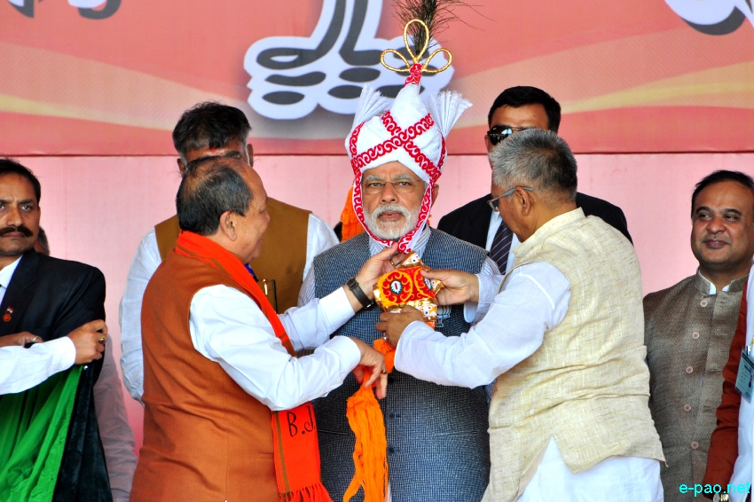 Prime Minister Narendra Modi addressing an election rally at Langjing Achouba ground ::  25th February 2017