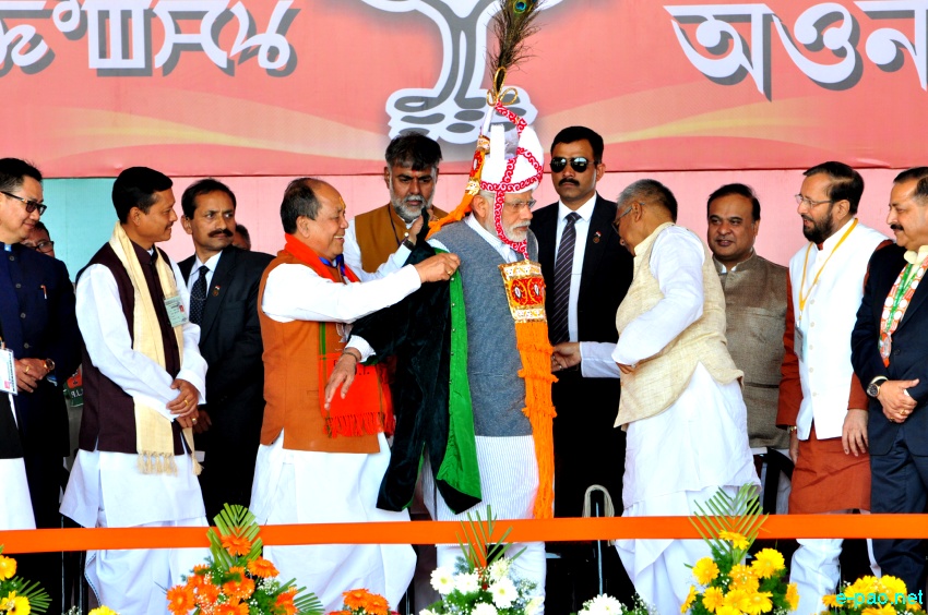 Prime Minister Narendra Modi addressing an election rally at Langjing Achouba ground ::  25th February 2017