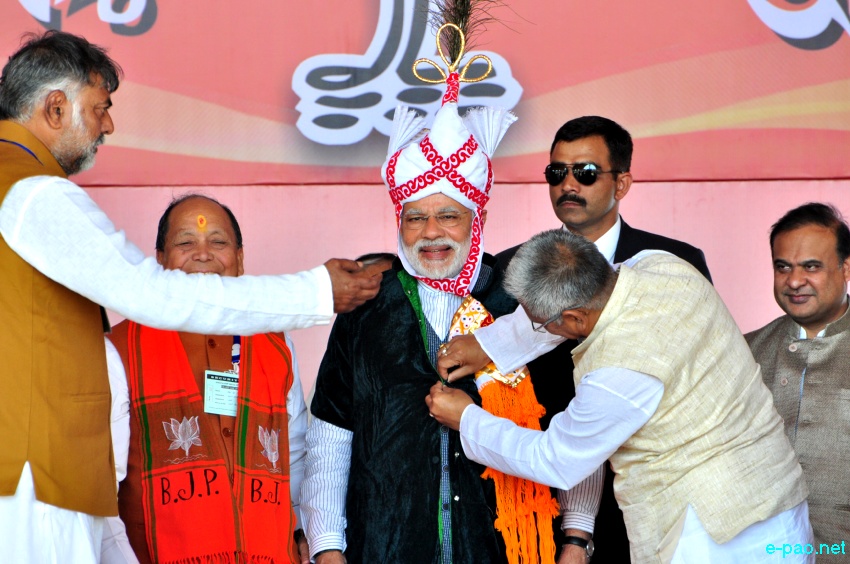 Prime Minister Narendra Modi addressing an election rally at Langjing Achouba ground ::  25th February 2017