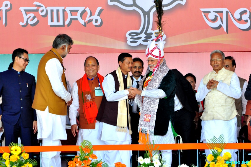 Prime Minister Narendra Modi addressing an election rally at Langjing Achouba ground ::  25th February 2017