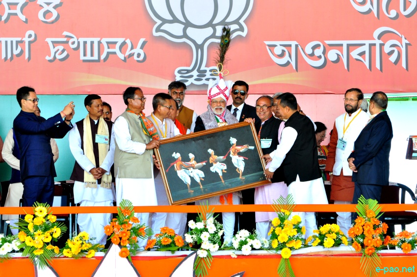 Prime Minister Narendra Modi addressing an election rally at Langjing Achouba ground ::  25th February 2017