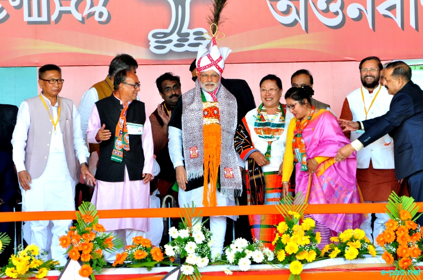 Prime Minister Narendra Modi addressing an election rally at Langjing Achouba ground ::  25th February 2017
