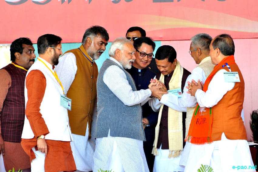 Prime Minister Narendra Modi addressing an election rally at Langjing Achouba ground ::  25th February 2017