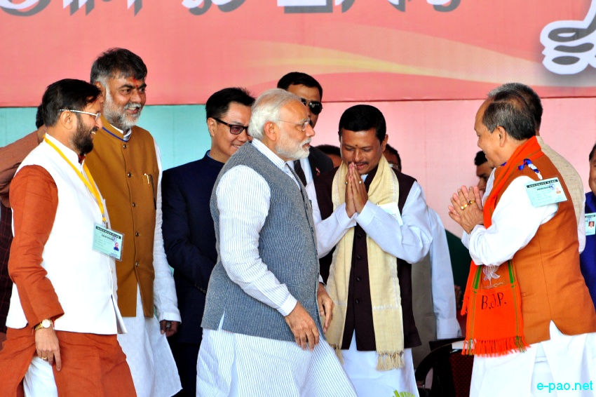 Prime Minister Narendra Modi addressing an election rally at Langjing Achouba ground ::  25th February 2017