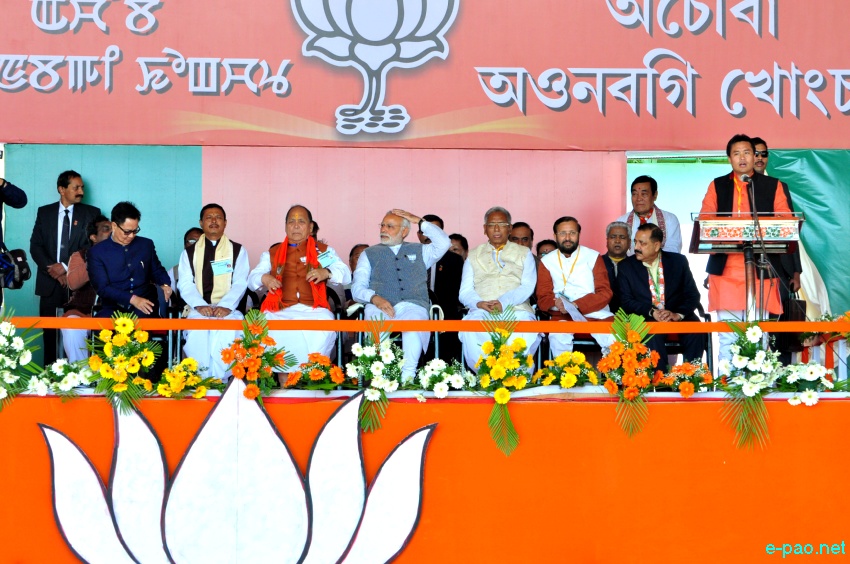 Prime Minister Narendra Modi addressing an election rally at Langjing Achouba ground ::  25th February 2017