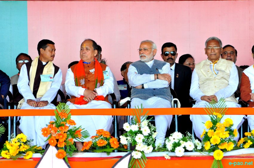 Prime Minister Narendra Modi addressing an election rally at Langjing Achouba ground ::  25th February 2017