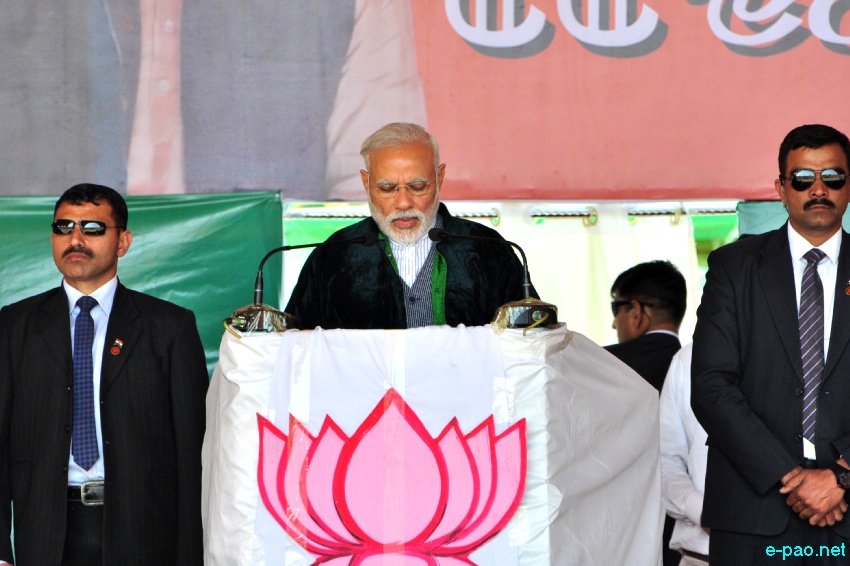 Prime Minister Narendra Modi addressing an election rally at Langjing Achouba ground ::  25th February 2017