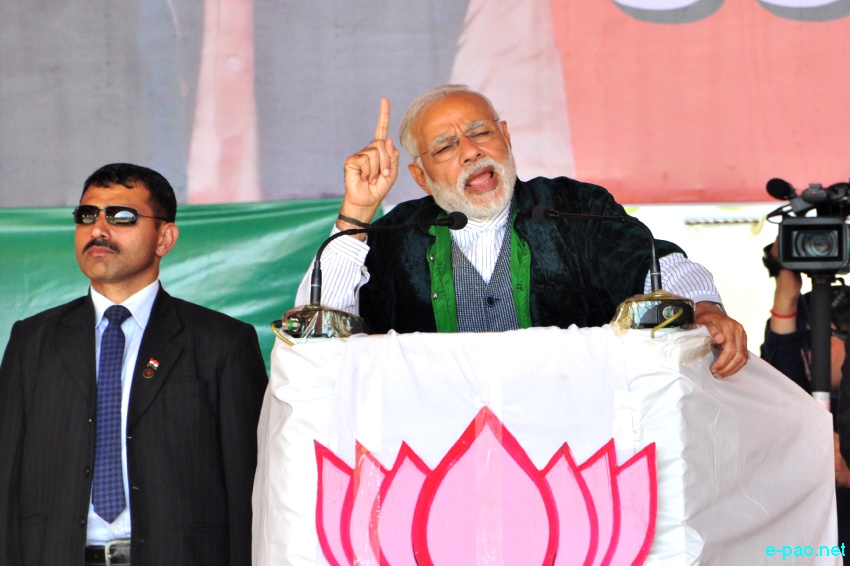 Prime Minister Narendra Modi addressing an election rally at Langjing Achouba ground ::  25th February 2017