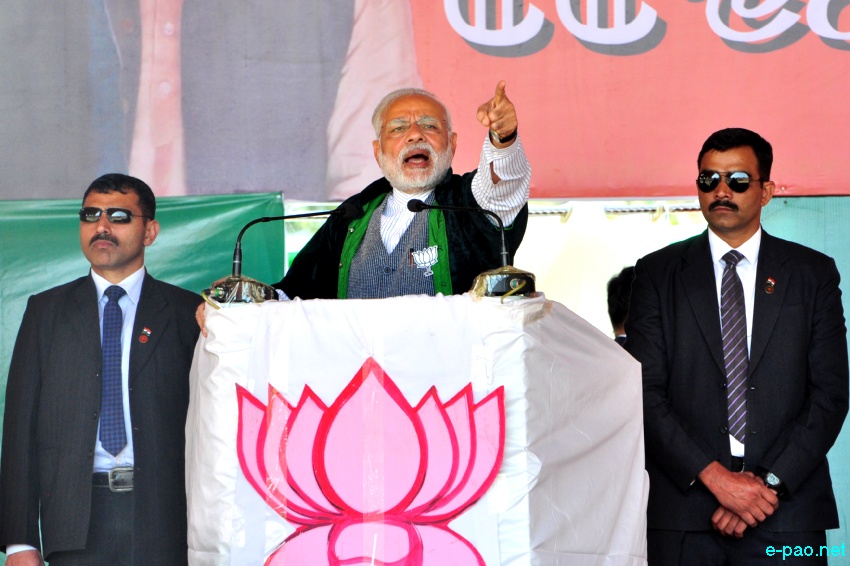 Prime Minister Narendra Modi addressing an election rally at Langjing Achouba ground ::  25th February 2017