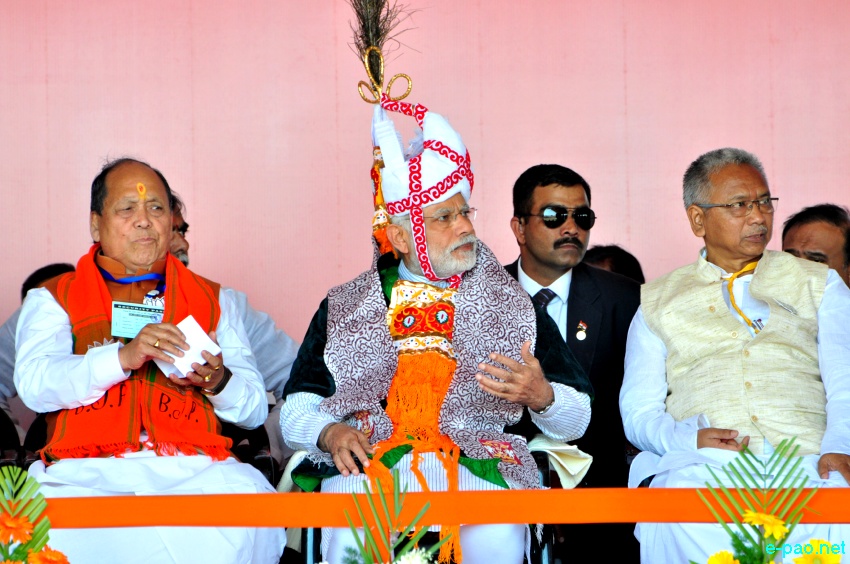 Prime Minister Narendra Modi addressing an election rally at Langjing Achouba ground ::  25th February 2017