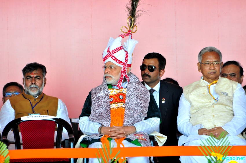 Prime Minister Narendra Modi addressing an election rally at Langjing Achouba ground ::  25th February 2017