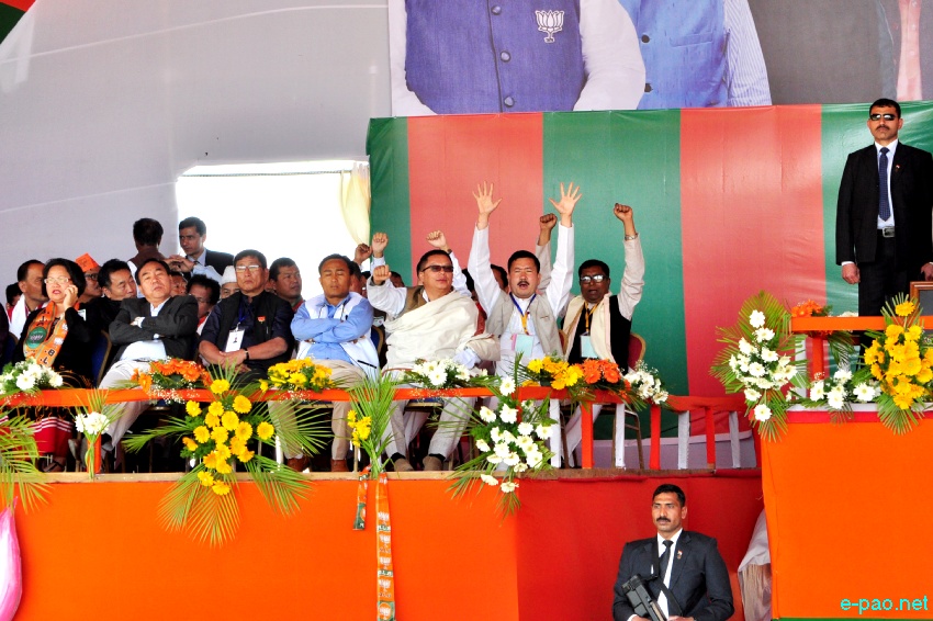 Prime Minister Narendra Modi addressing an election rally at Langjing Achouba ground ::  25th February 2017