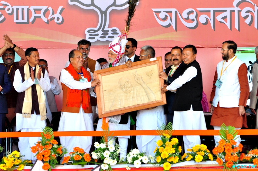 Prime Minister Narendra Modi addressing an election rally at Langjing Achouba ground ::  25th February 2017