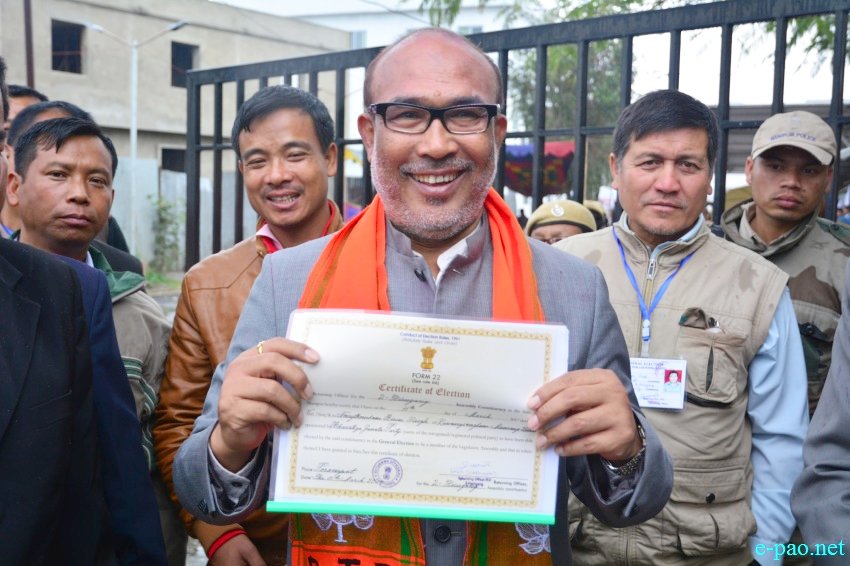Nongthonbam Biren Singh - The new Chief Minister of Manipur after winning the election on 11th March 2017