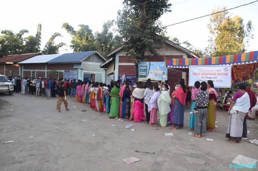 Voters at the by-election at Wangoi Constituency, Manipur :: 7th November 2020
