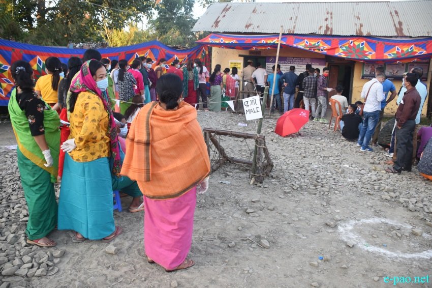 Voters at the by-election at Wangoi Constituency, Manipur :: 7th November 2020