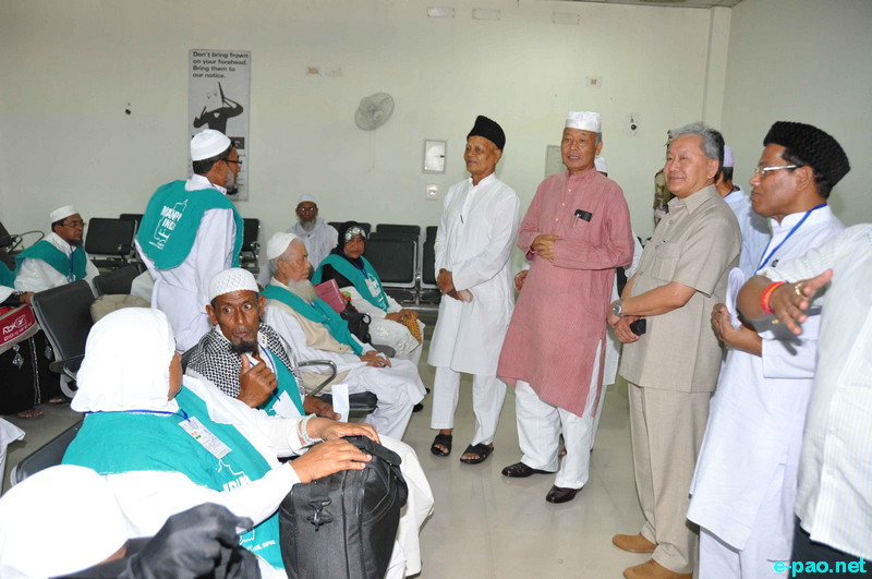 O Ibobi, Chief Minister, Manipur attend the See-off Function of the Haj Pilgrims at Tulihal Airport , Imphal  :: 08 September 2014