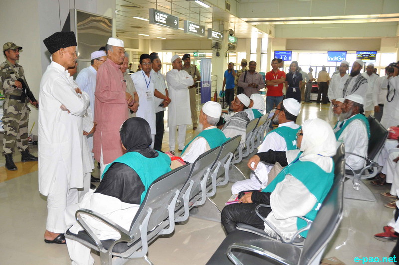 O Ibobi, Chief Minister, Manipur attend the See-off Function of the Haj Pilgrims at Tulihal Airport , Imphal  :: 08 September 2014
