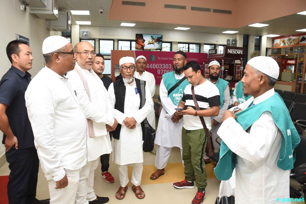 First batch of Haj pilgrims  send-off by Chief Minister N Biren Singh at  Imphal Airport :: 23 July 2019