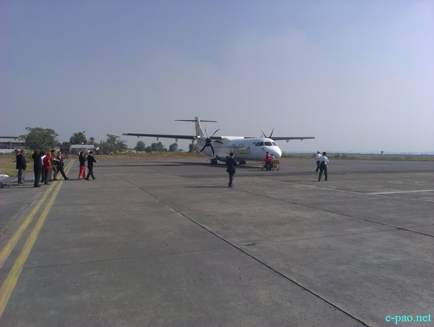 'Golden Myanmar Airlines' airplane arrive at Imphal International Airport :: November 21 2014