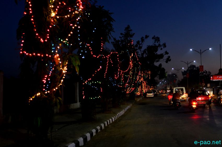 Imphal at night as part of beautification of  Imphal City for Manipur Sangai Festival 2014 :: November 19 2014