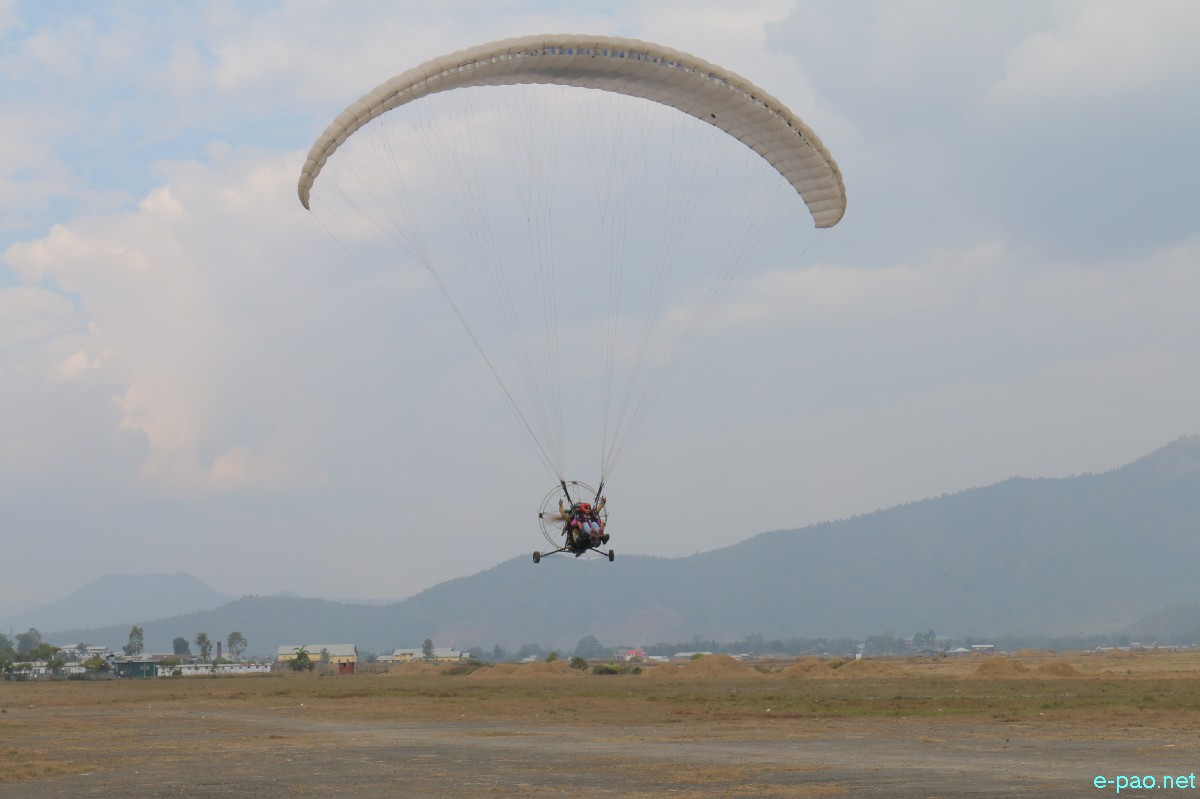  Manipur Sangai Festival 2016 : Paragliding as part of Manipur Sangai Festival at Koirengei Airfield, Imphal on November 26 2016  