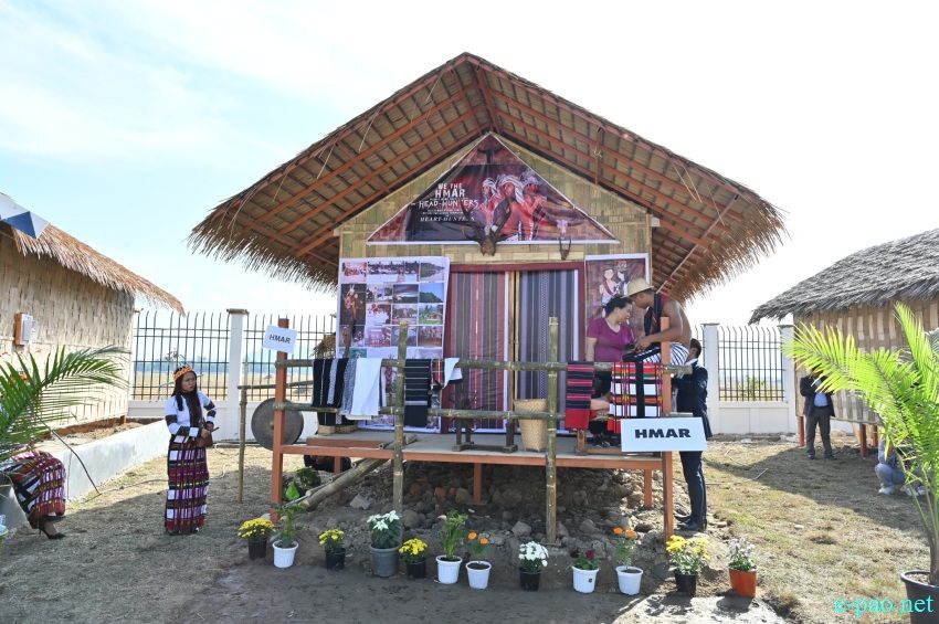 Hmar : Ethnic Tribe hut of Manipur at Manipur Sangai Festival at Sangai Ethnic Park, Moirang Khunou :: November 21 2022