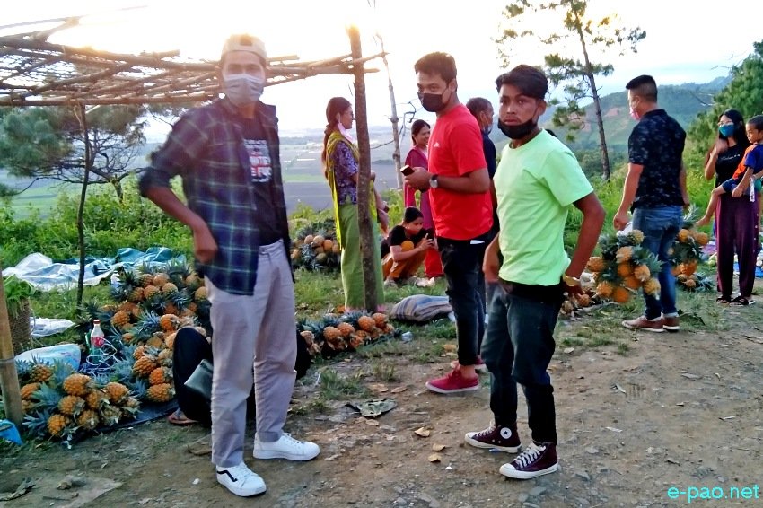 Pineapple sold at the road side of Ngariyan Hills in Imphal East, Manipur :: 12th July 2021