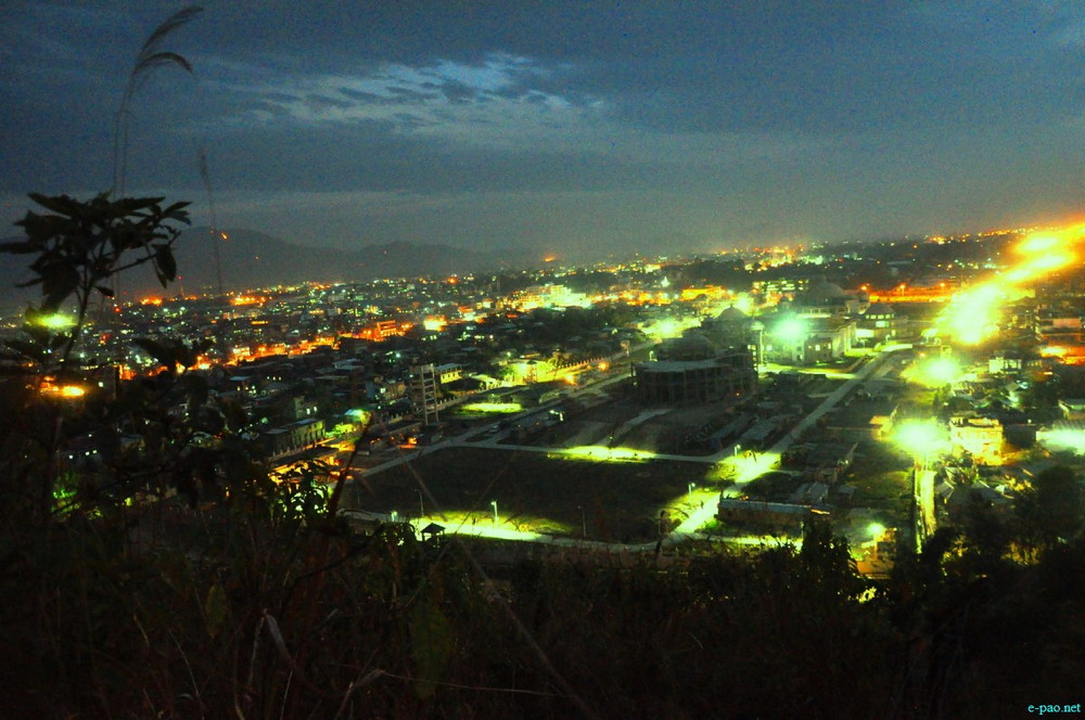 Imphal City as seen at Night time from Cheiraoching,   on 3rd March 2014
